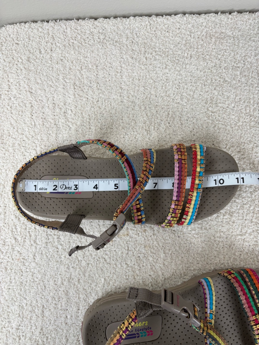 Skechers Sandals Womens 11 Reggae Sew Me in Taupe Multi Open Toe Comfort Walking - Picture 10 of 11